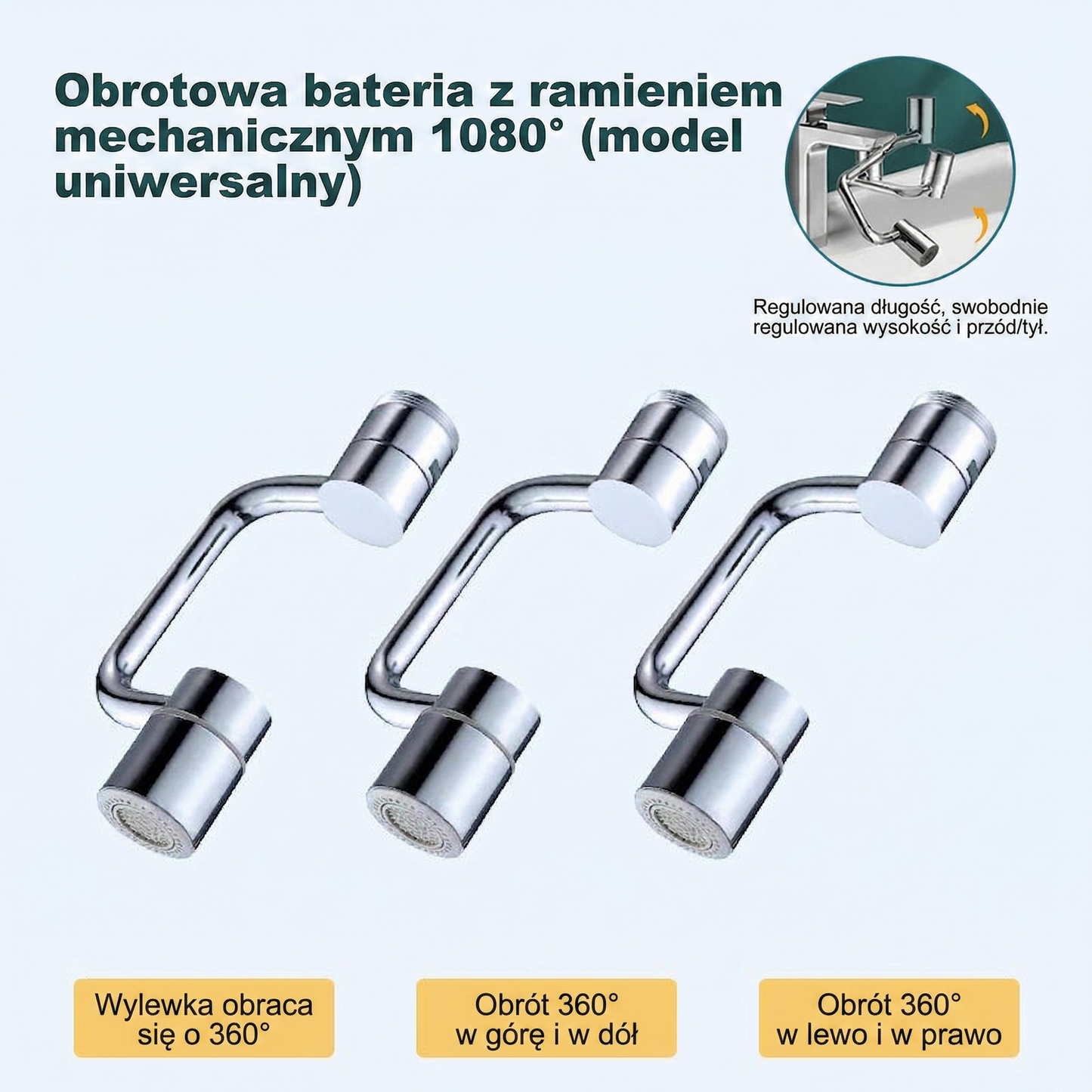 👍Ostatni dzień promocji – 49% zniżki👍👍Obrotowa bateria kuchenna z ramieniem robotycznym 1080° (Model uniwersalny)--👩‍👩‍👧‍👧Kierunek oraz natężenie przepływu wody można swobodnie regulować