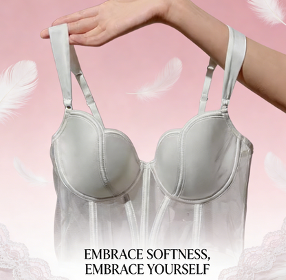 French Style Fishbone Corset Bra: Breathable Lace Shaper Lingerie - Elegant Beauty Back Underwear - Transparent Push Up Bralette