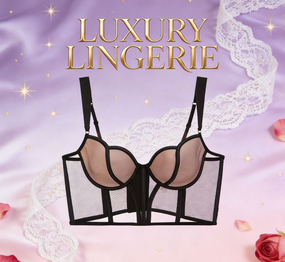 French Style Fishbone Corset Bra: Breathable Lace Shaper Lingerie - Elegant Beauty Back Underwear - Transparent Push Up Bralette